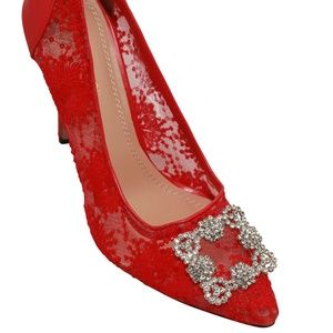 Lace Rhinestone Decor Pumps Heels Shoes for Women